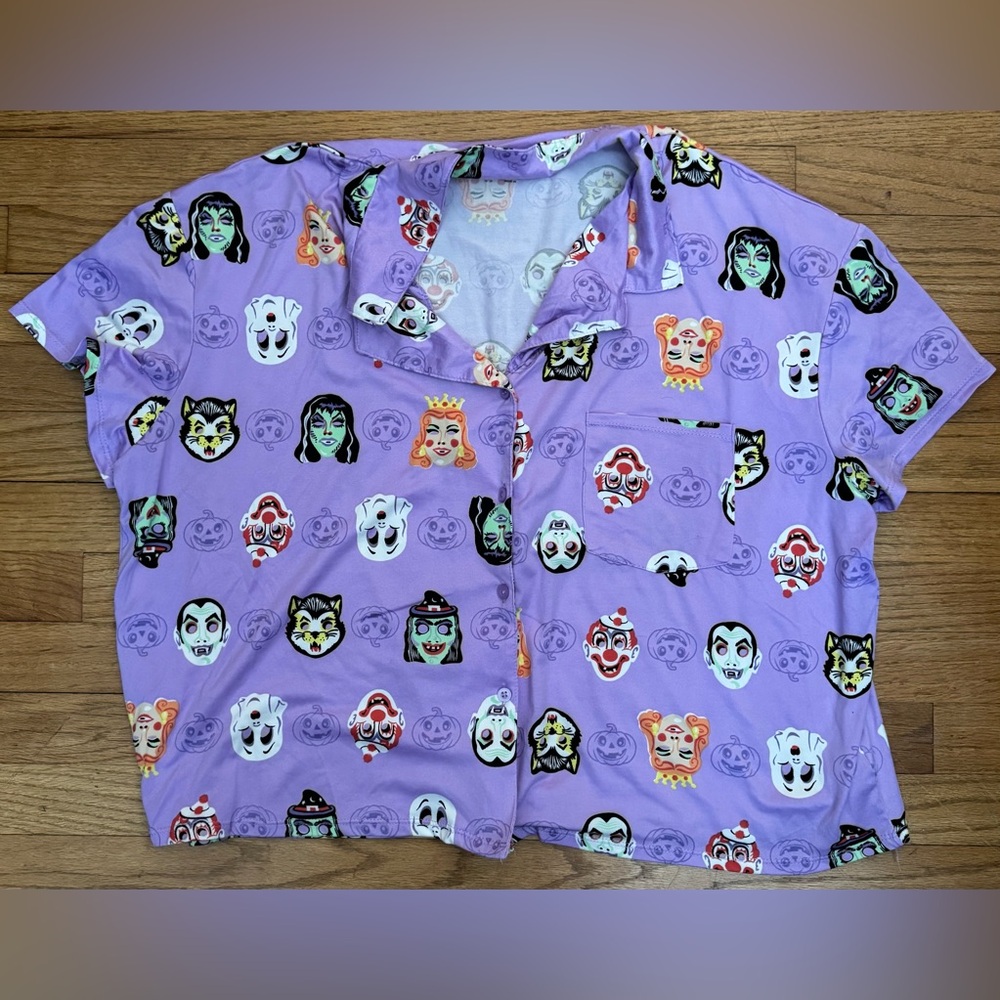 Halloween Button Top